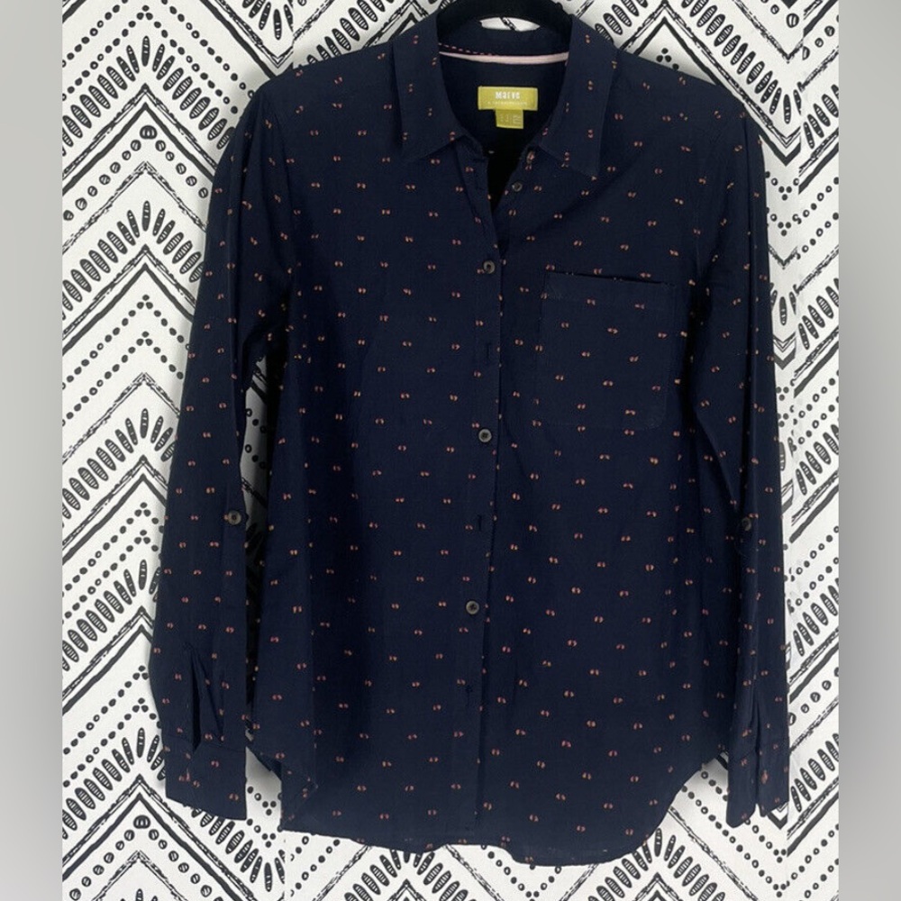 Maeve by Anthropologie Womens Classic Embroidered Button Down Size 14